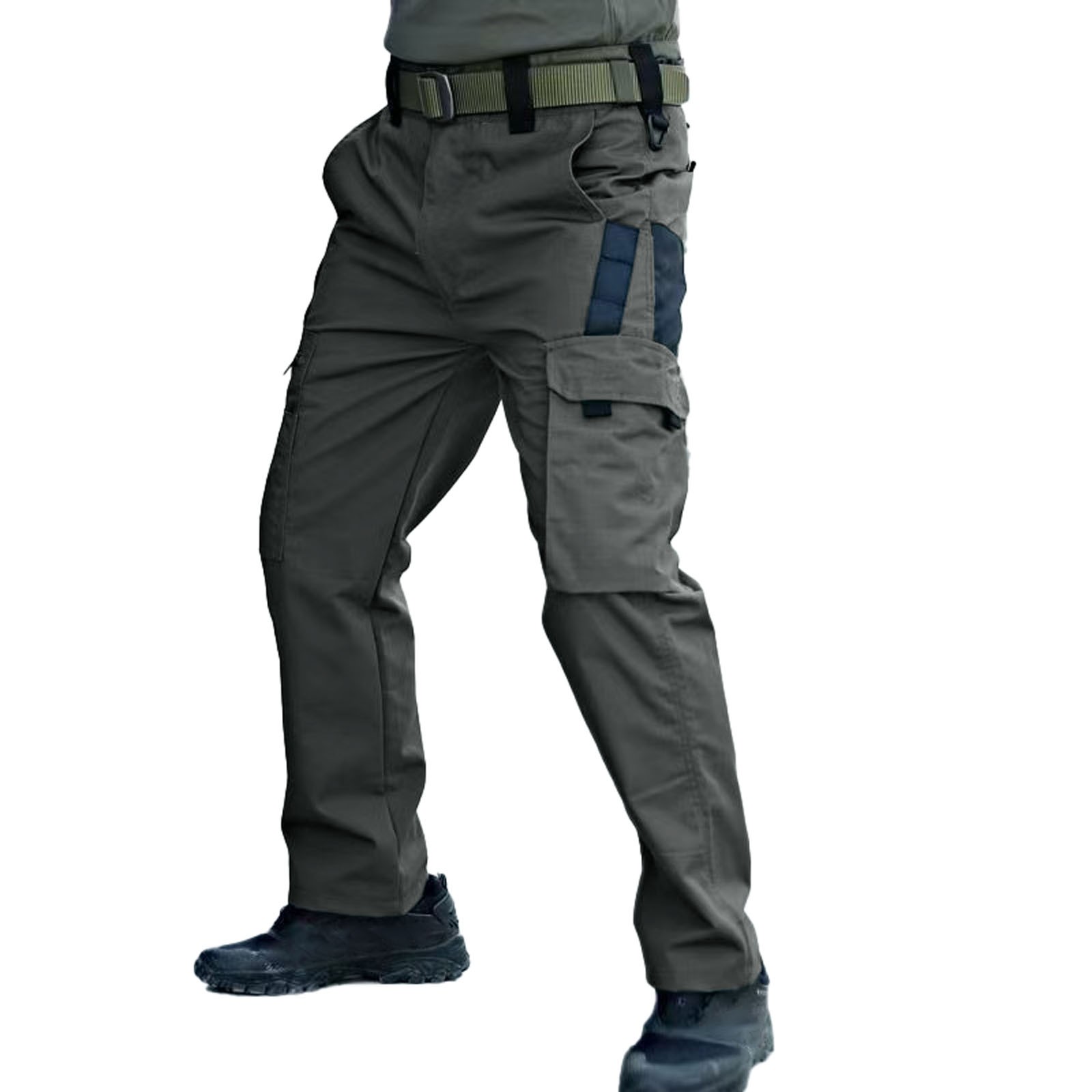 thumbnail image 2 of Pantalones de entrenamiento cargo lisos para hombre - Informales, holgados y cómodos para hacer deporte - Poliéster, ligeros, múltiples bolsillos, tallas S-M-XL-XXL-XXXL, 2 of 8